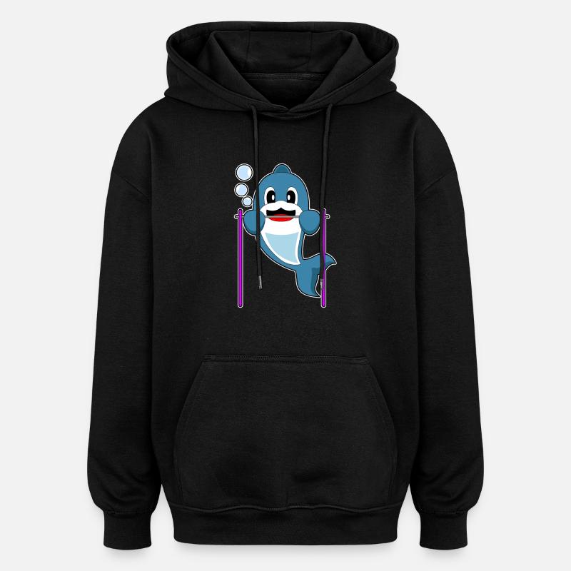 Dauphin Bodybuilder Tractions - Sweat à capuche oversize unisexe - noir