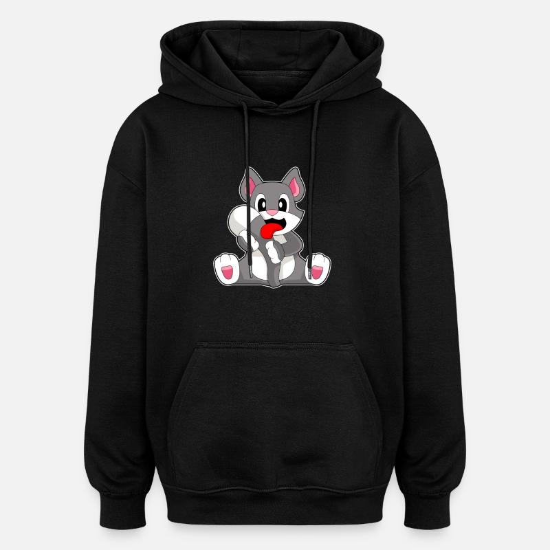 Langue de chat - Sweat à capuche oversize unisexe - noir