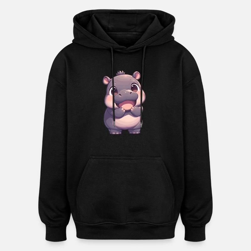Nilpferd Flußpferd - Oversized Unisex Hoodie - Schwarz
