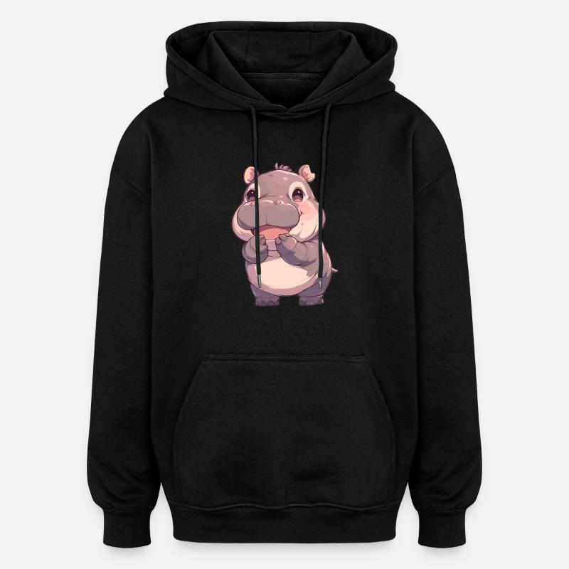 Hippopotame Hippopotame - Sweat à capuche oversize unisexe - noir