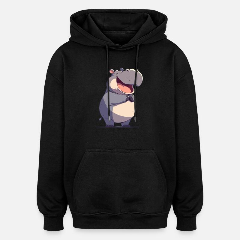 Hippopotame Hippopotame - Sweat à capuche oversize unisexe - noir