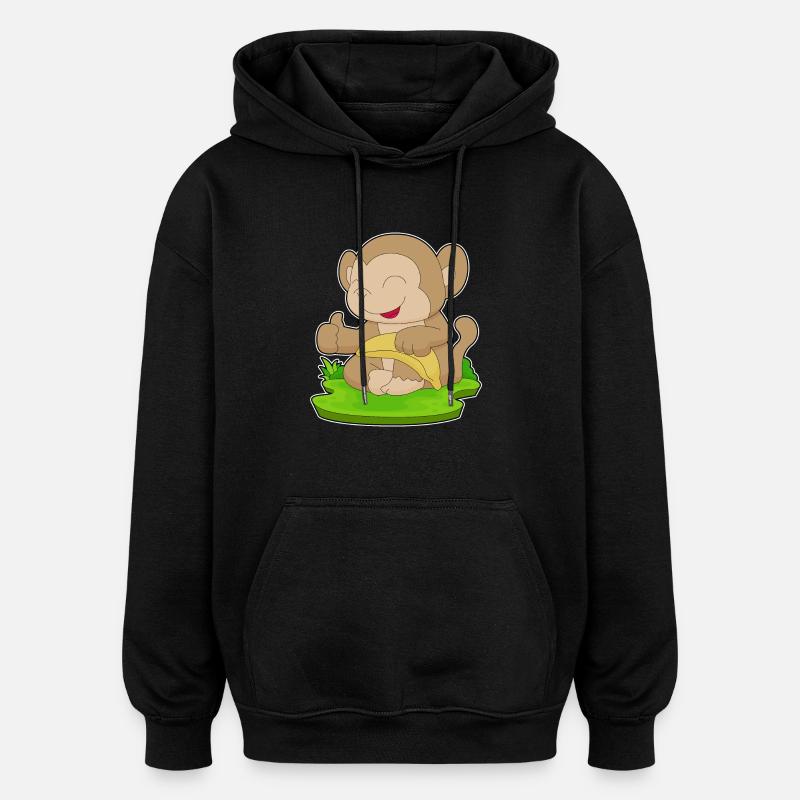 Monkey Banana Fruit - Oversized Unisex Hoodie - black