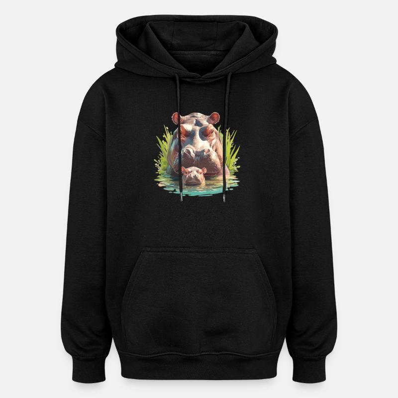 Nilpferd Flußpferd - Oversized Unisex Hoodie - Schwarz