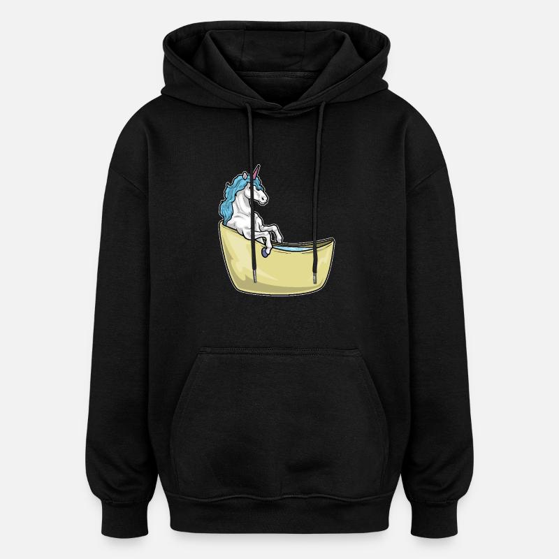 Baignoire Licorne - Sweat à capuche oversize unisexe - noir