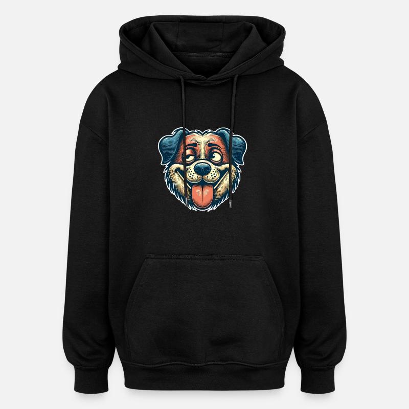 Chien - Sweat à capuche oversize unisexe - noir