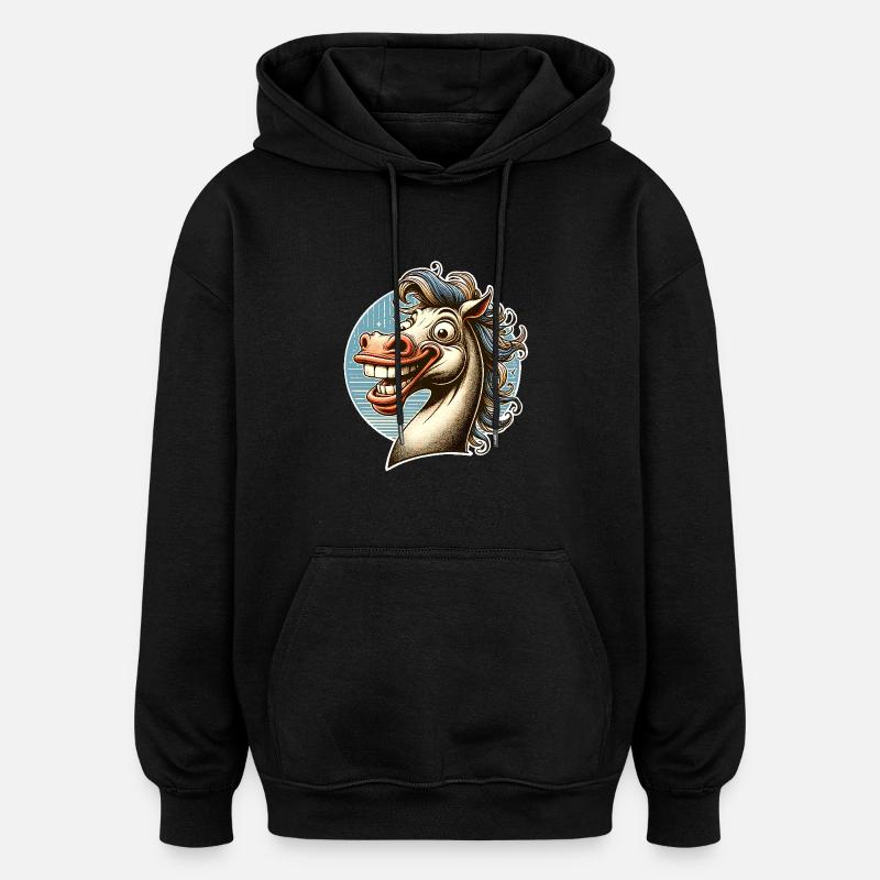 Cheval - Sweat à capuche oversize unisexe - noir