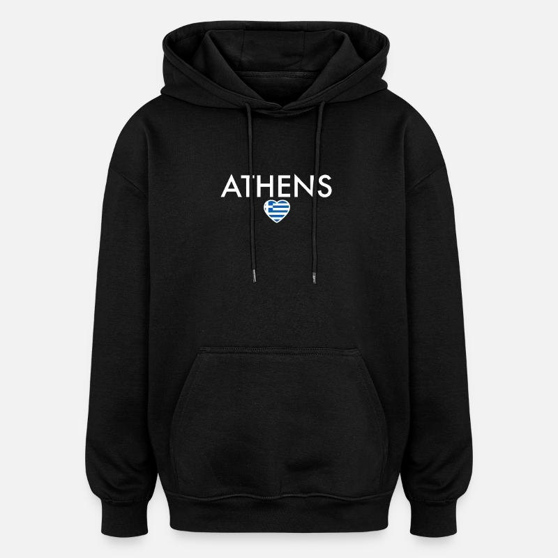 Athènes Grèce Drapeau grec Grec - Sweat à capuche oversize unisexe - noir