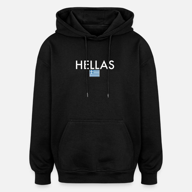Hellas Grèce Drapeau grec Grec - Sweat à capuche oversize unisexe - noir