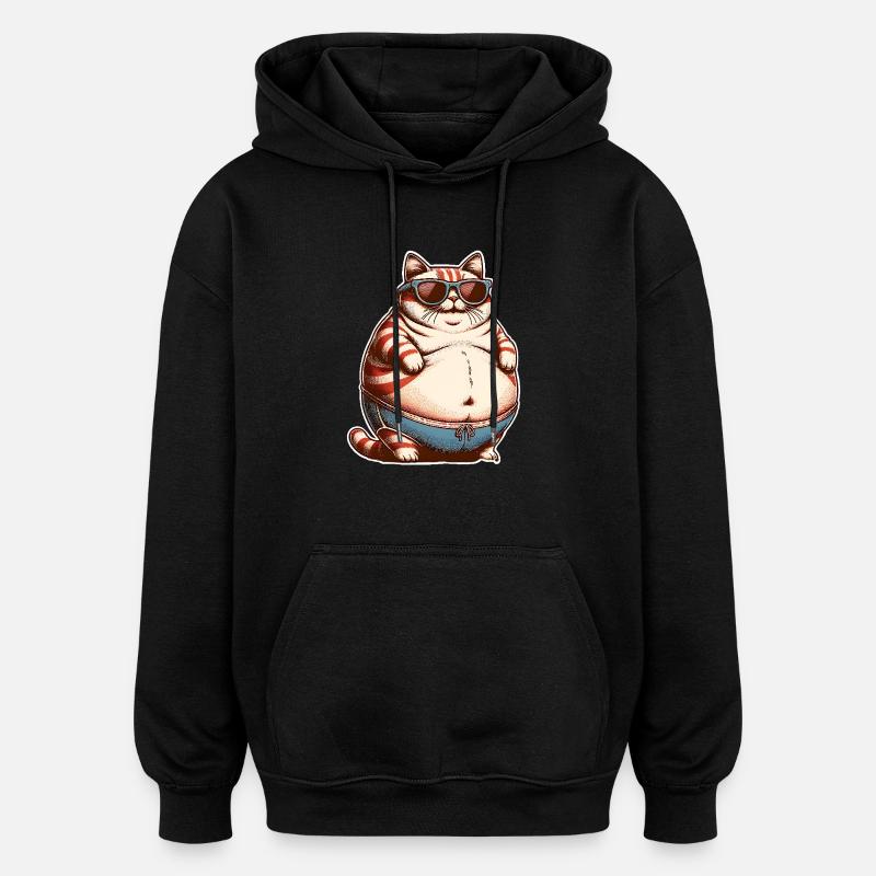 Dicke Katze - Oversized Unisex Hoodie - Schwarz