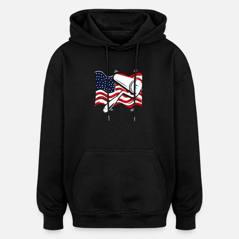 Peintre avec drapeau américain - Sweat à capuche oversize unisexe - noir
