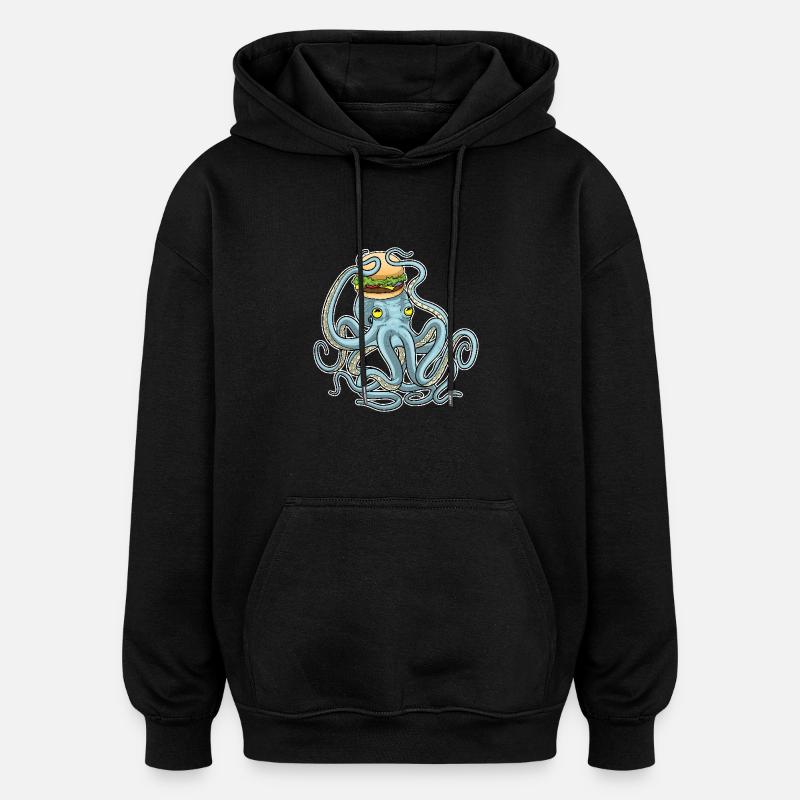 Krake Cheeseburger - Oversized Unisex Hoodie - Schwarz