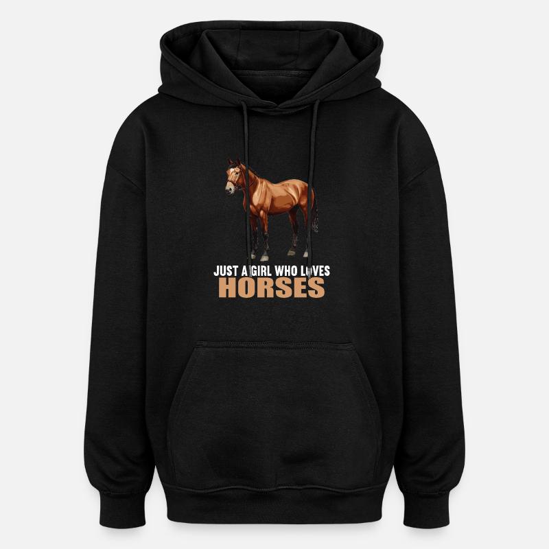 Pferde Pferd - Oversized Unisex Hoodie - Schwarz