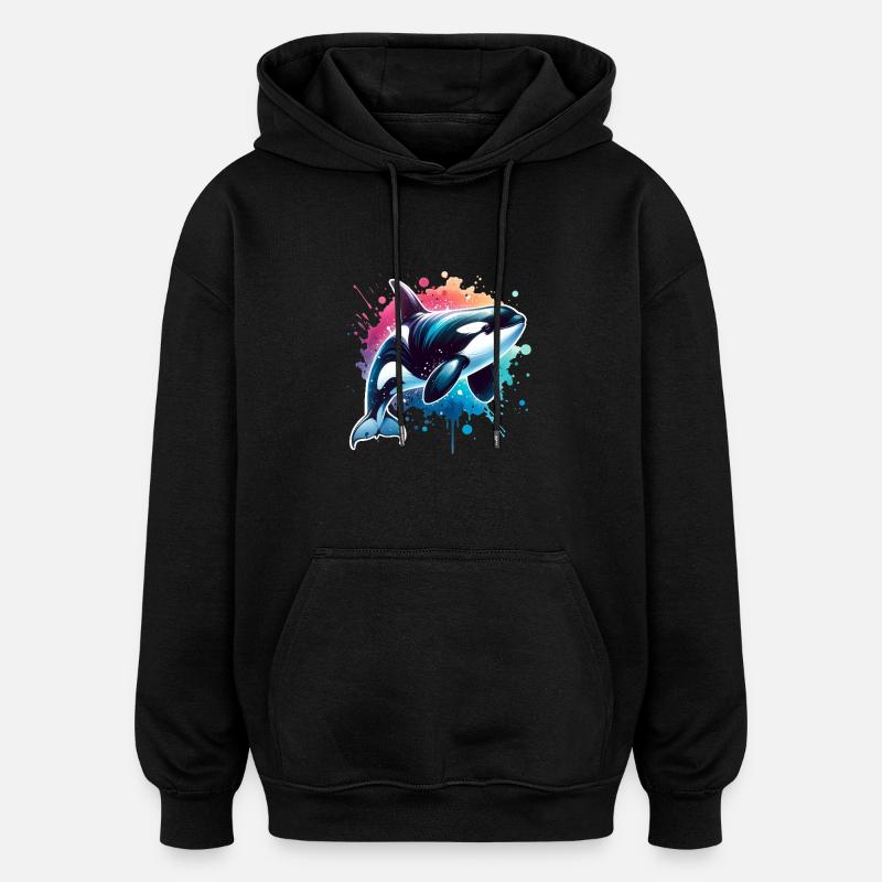 Orque Épaulard - Sweat à capuche oversize unisexe - noir