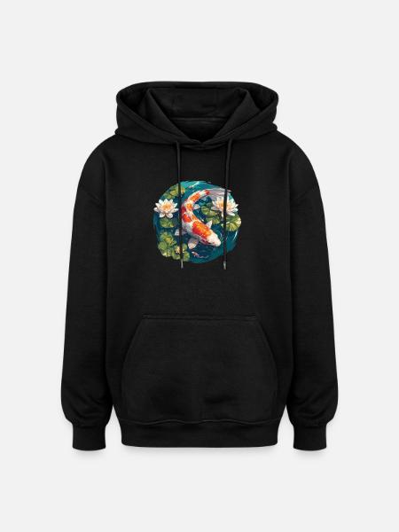 Koi Koi Carp - Oversized Unisex Hoodie - black