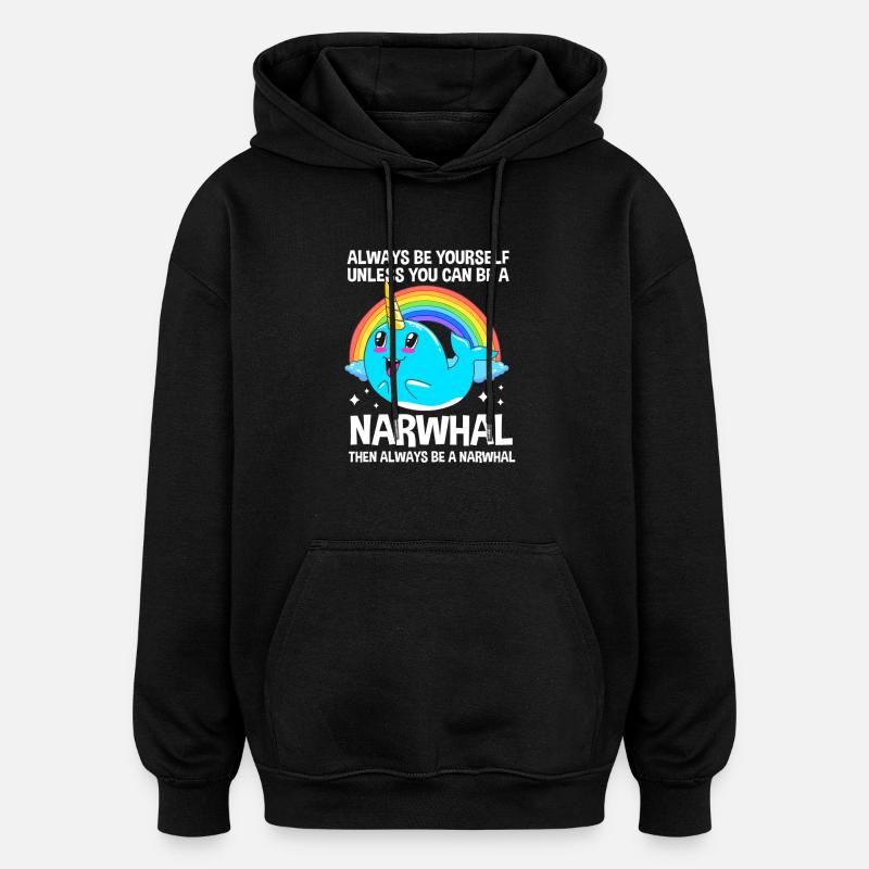 Narwhal - Oversized Unisex Hoodie - black