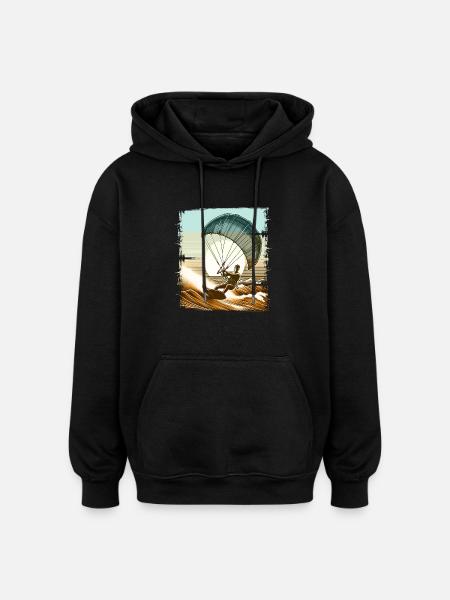 Kitesurfing Kitesurf Kitesurfer Kiteboard - Oversized Unisex Hoodie - black