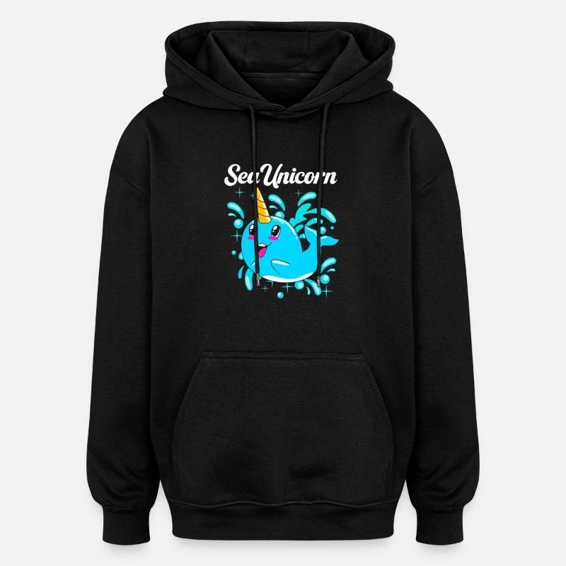Narval - Sweat à capuche oversize unisexe - noir