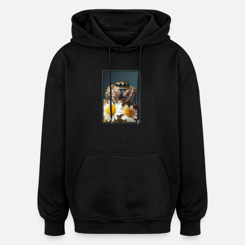 Araignée sauteuse Springspinnen Springspinne - Sweat à capuche oversize unisexe - noir