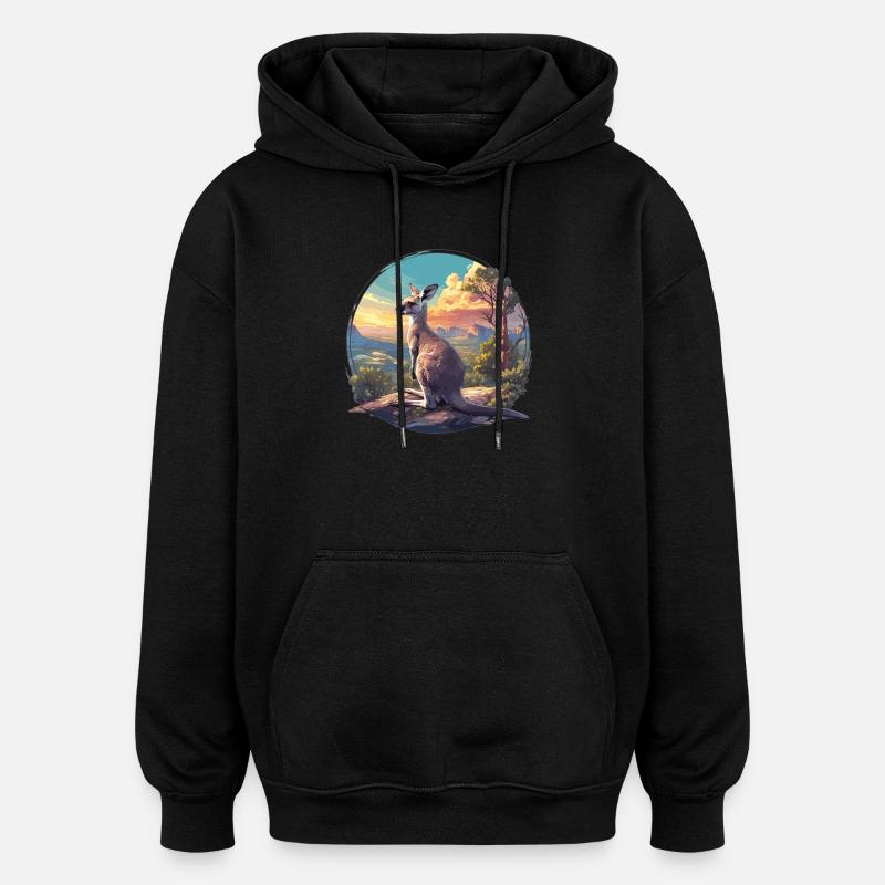 Kangourous Kangourou - Sweat à capuche oversize unisexe - noir