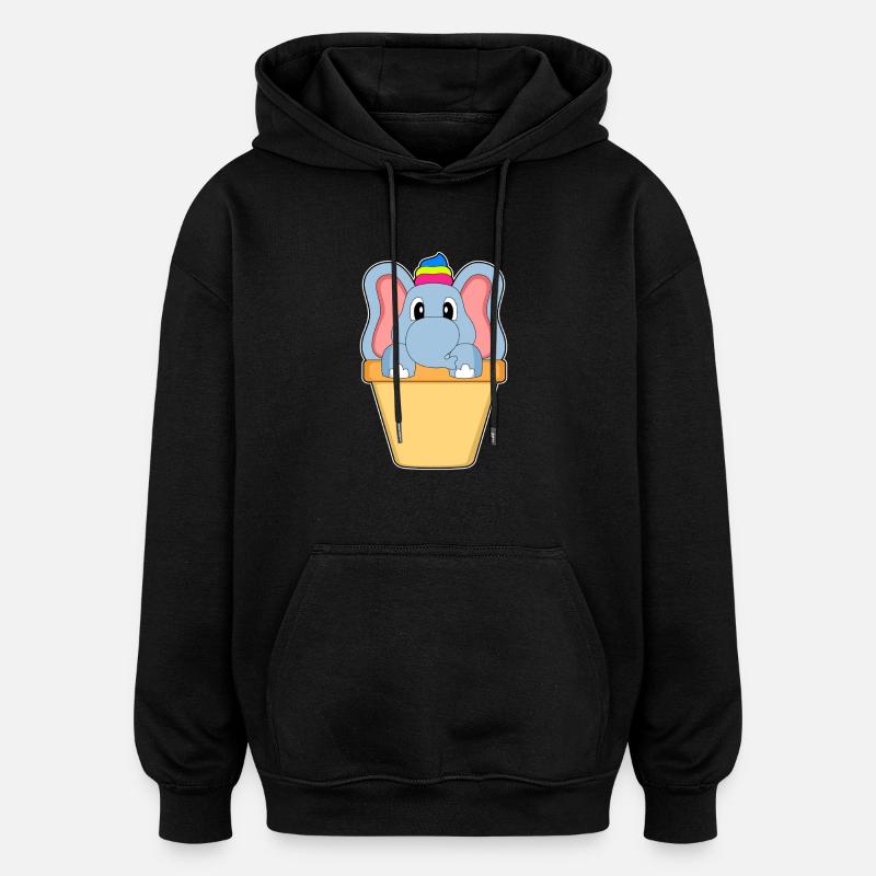 Elephant Waffle Cream - Oversized Unisex Hoodie - black