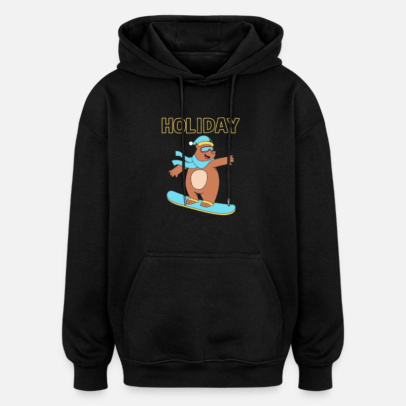 Snowboard Snowboard Vacances snowboard Snowboarders - Sweat à capuche oversize unisexe - noir