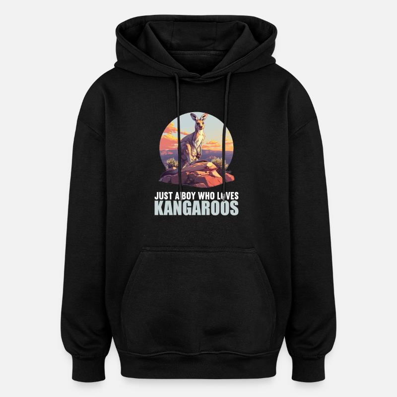 Kangourous Kangourou - Sweat à capuche oversize unisexe - noir