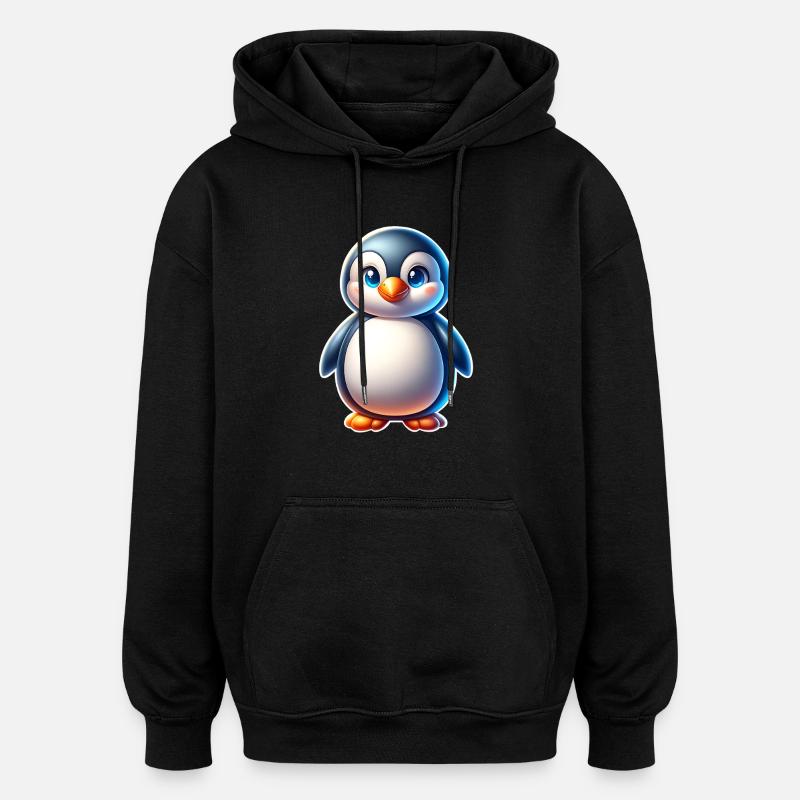 Pingouin - Sweat à capuche oversize unisexe - noir