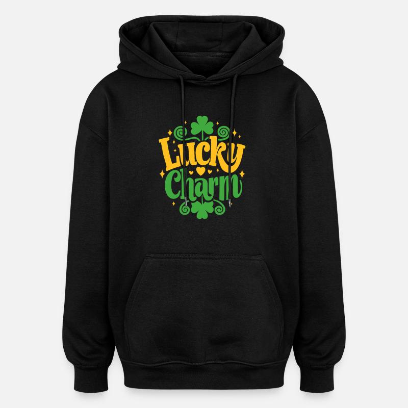 Porte-bonheur - Saint-Patrick - Irlande - Sweat à capuche oversize unisexe - noir
