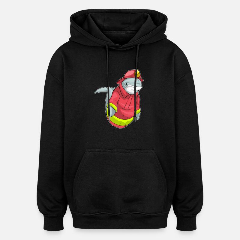 Dolphin Pompier Pompier Brigade - Sweat à capuche oversize unisexe - noir