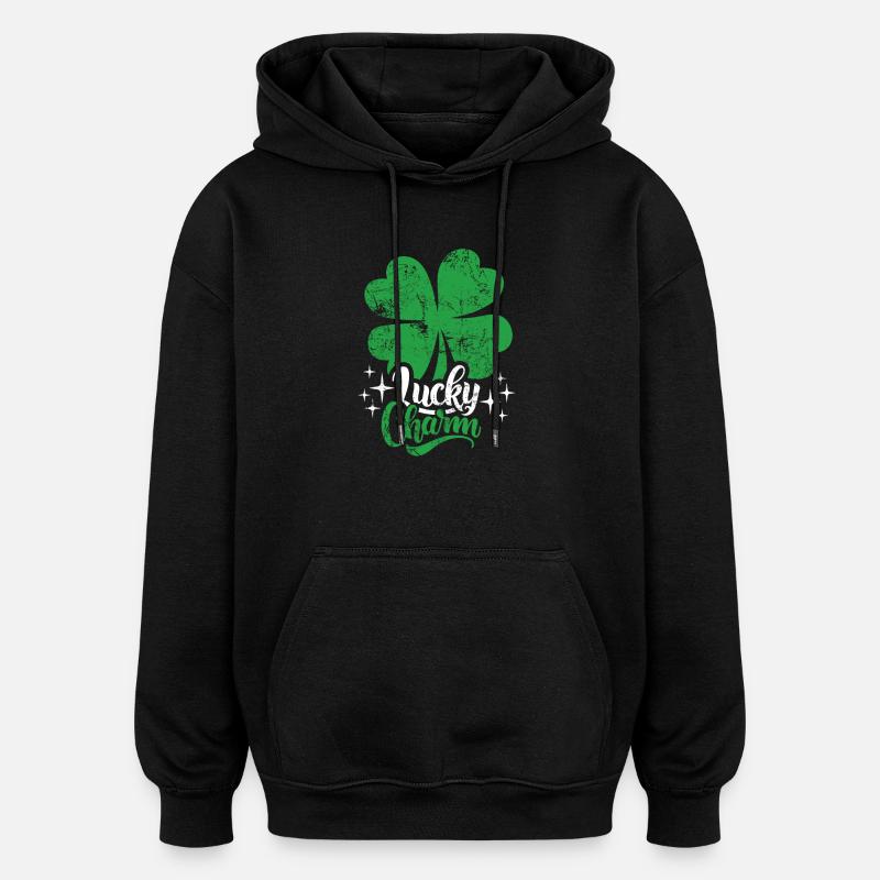 Porte-bonheur - Saint-Patrick - Irlande - Sweat à capuche oversize unisexe - noir
