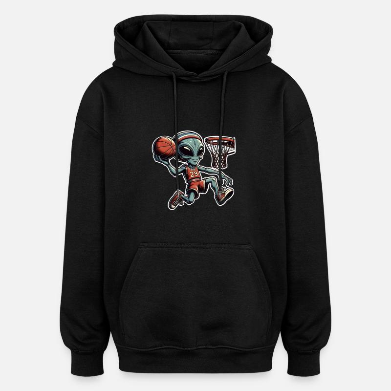 Alien Basketball Dunking - Sweat à capuche oversize unisexe - noir
