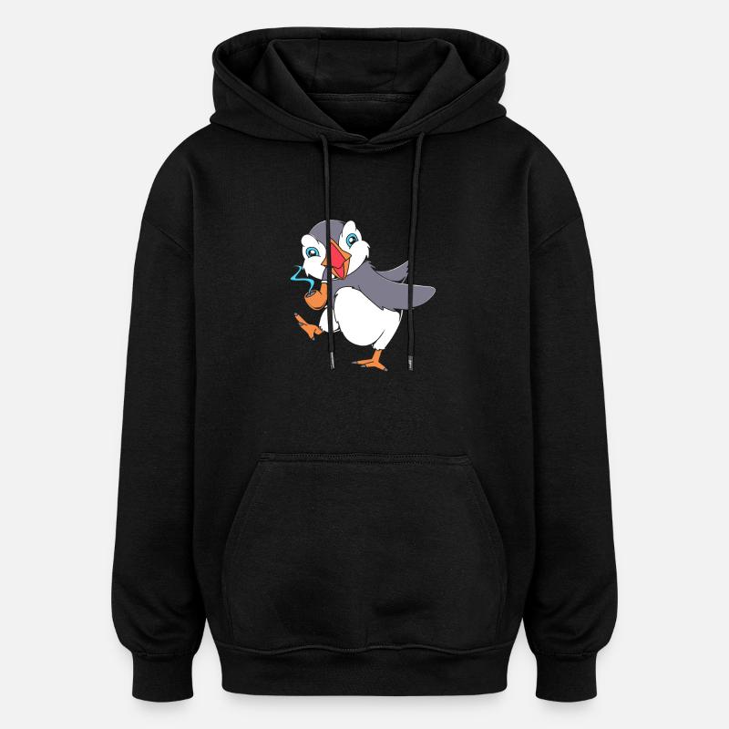 Macareux Papageientaucher - Sweat à capuche oversize unisexe - noir
