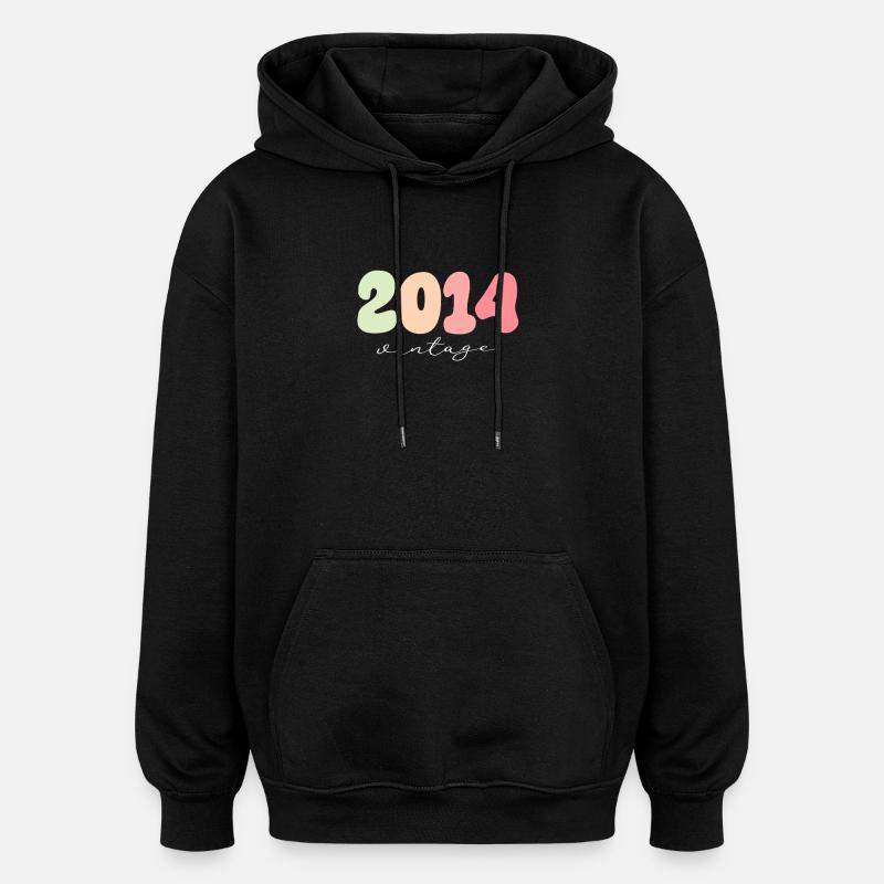 Année de naissance 2014 - Sweat à capuche oversize unisexe - noir