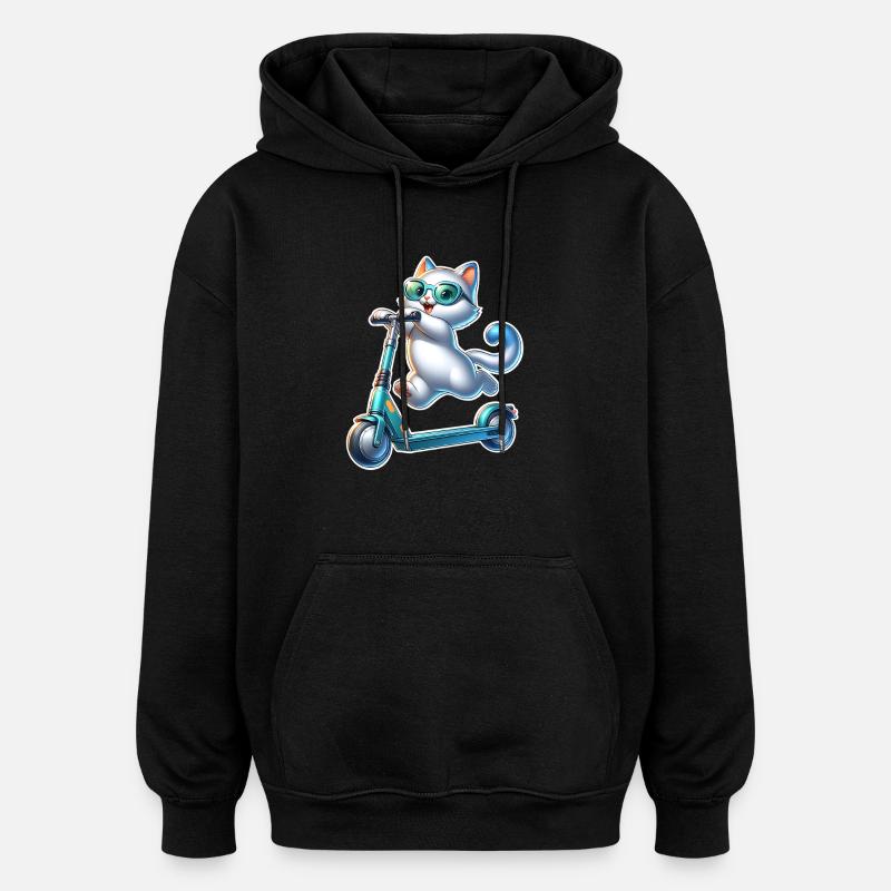 E-Scooter E-Scooter Cat Scooter - Oversized Unisex Hoodie - black