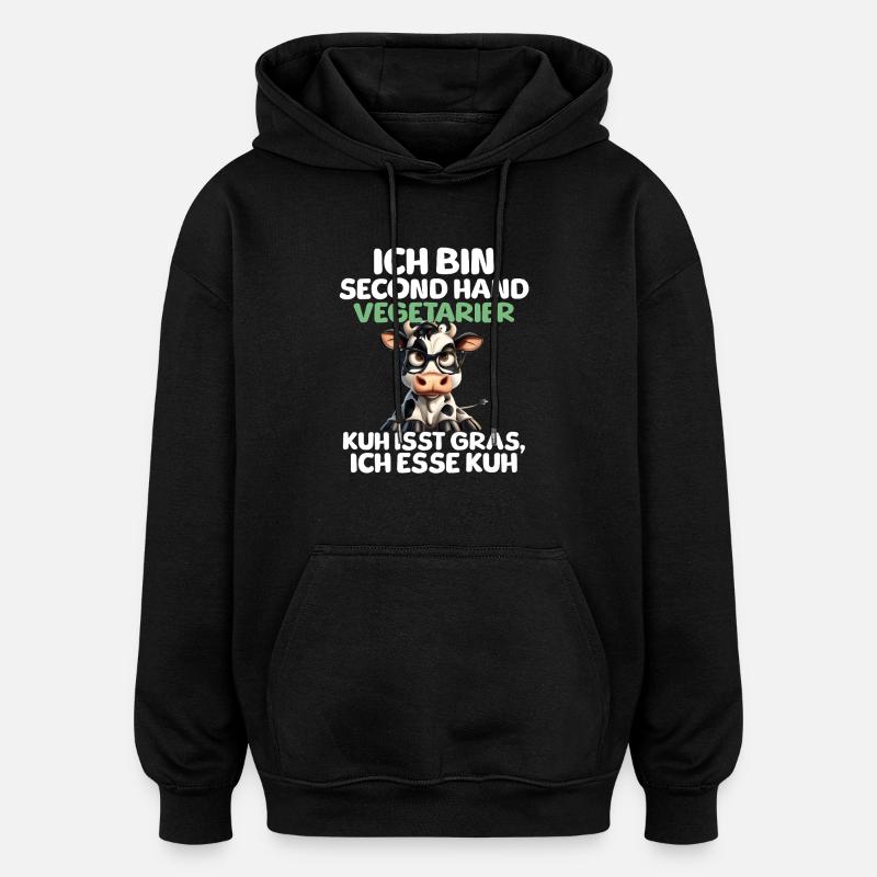 Second Hand Vegetarier - Oversized Unisex Hoodie - Schwarz
