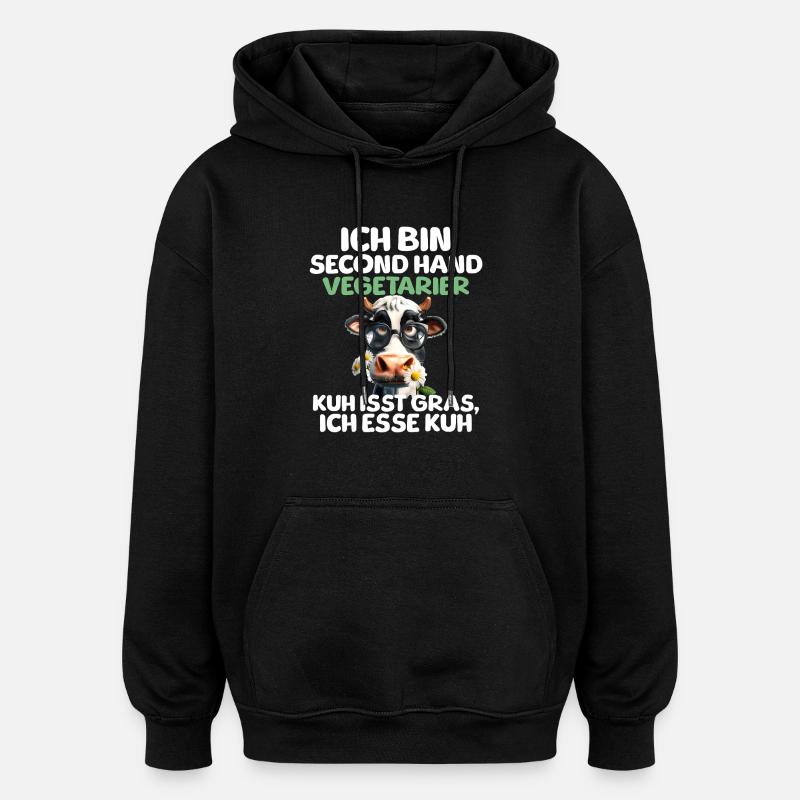 Second Hand Vegetarier - Oversized Unisex Hoodie - Schwarz