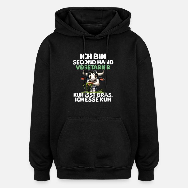 Second Hand Vegetarier - Oversized Unisex Hoodie - Schwarz