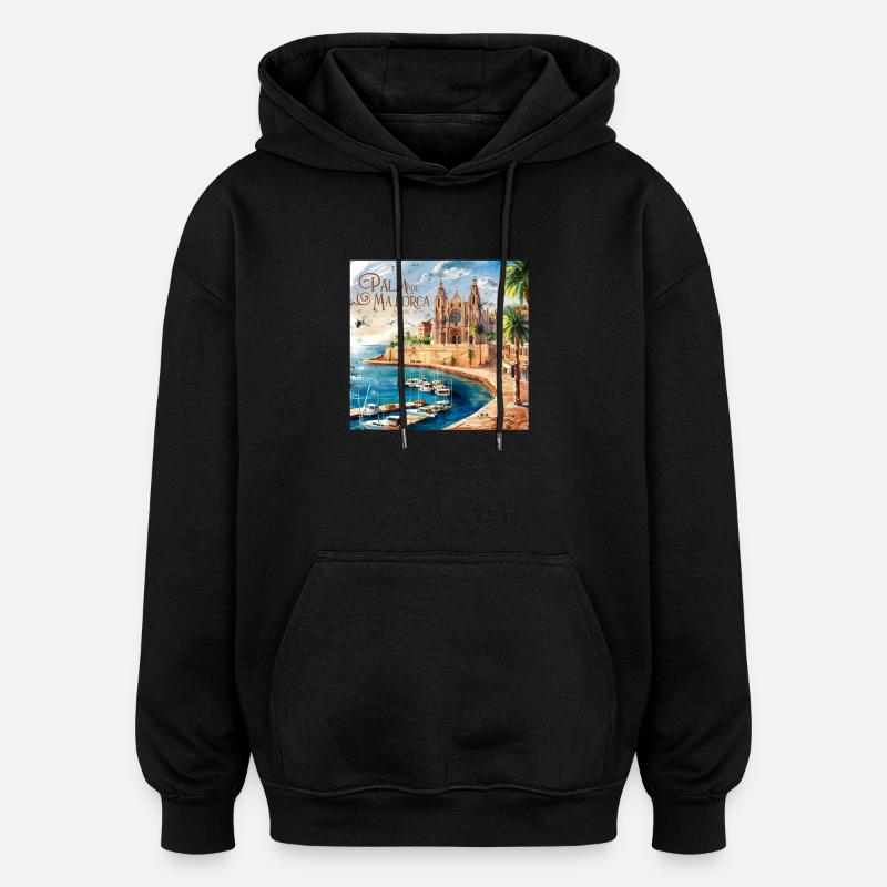 Palma de Majorque - Sweat à capuche oversize unisexe - noir