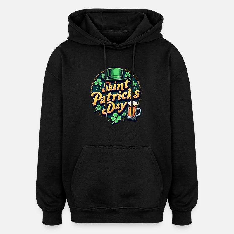 Bière de la Saint-Patrick - Sweat à capuche oversize unisexe - noir