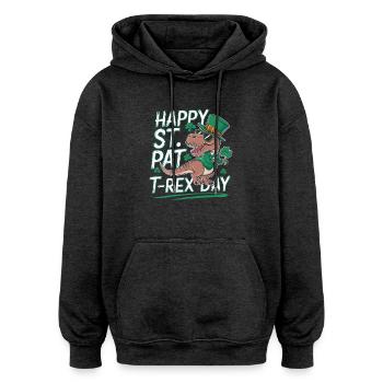 Happy St. Pat T-Rex Day Dinosaur T-Rex Shamrocks - Oversized Unisex Hoodie - Anthrazit - Vorne - Noah (186cm)