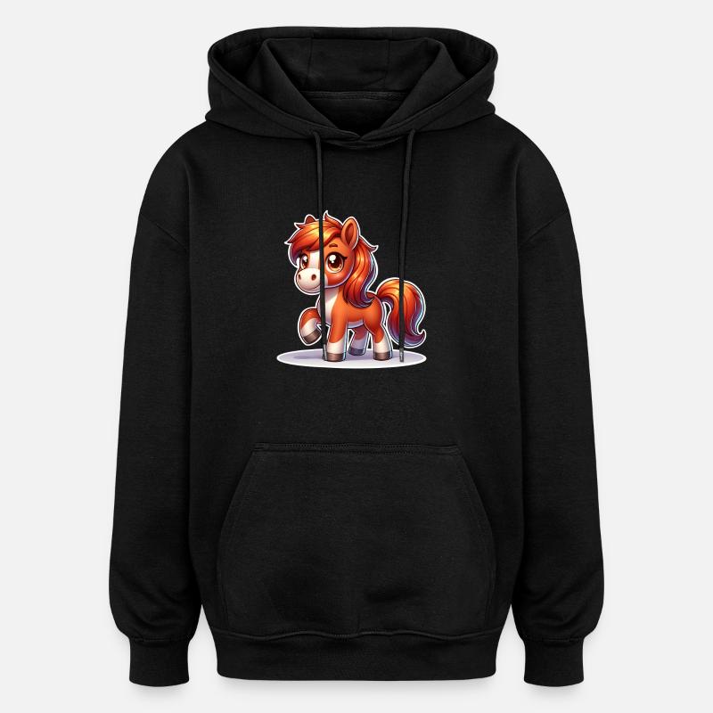 Pferd - Oversized Unisex Hoodie - Schwarz