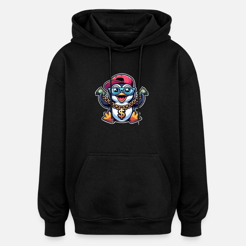 Pinguin - Oversized Unisex Hoodie - Schwarz