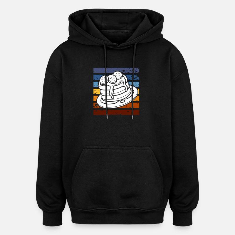 Crêpes rétro Petit-déjeuner Indulgence - Sweat à capuche oversize unisexe - noir