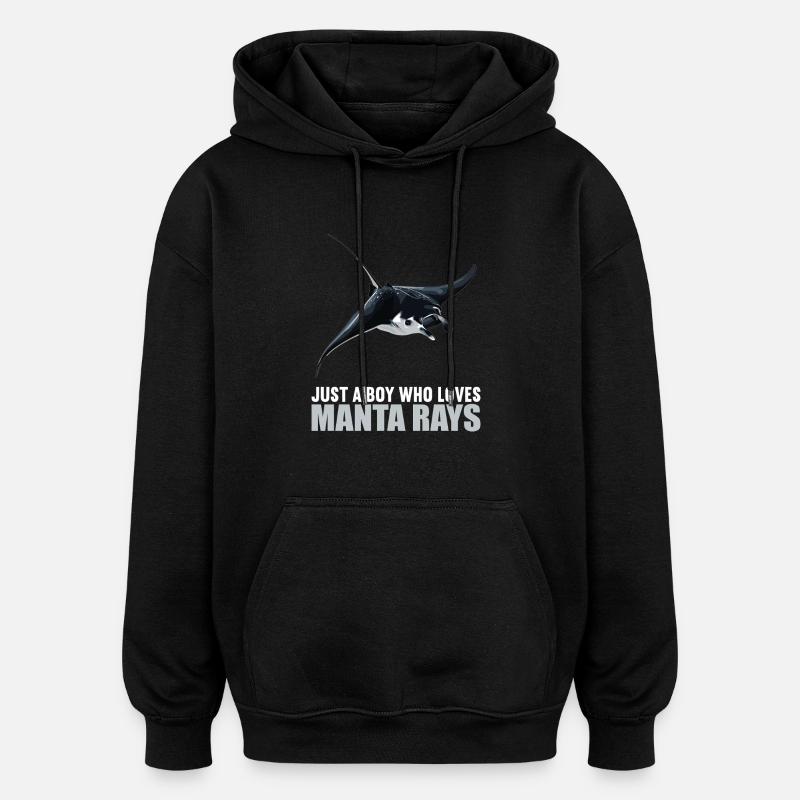 Raies manta Raies manta - Sweat à capuche oversize unisexe - noir