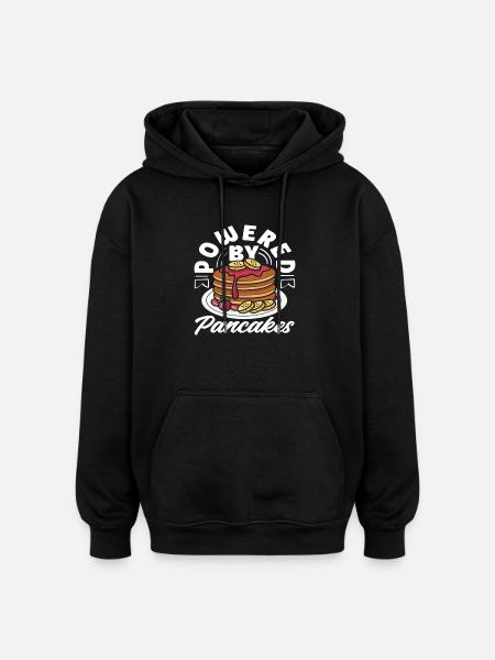 Powered by Pancakes Enjoyment - Oversized Unisex Hoodie - black