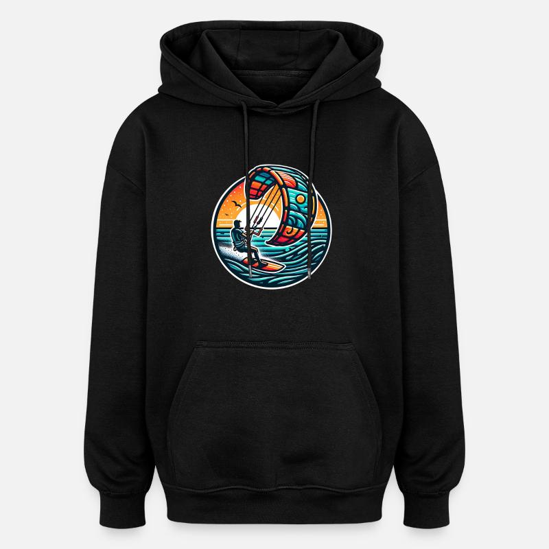 Kitesurf Kitesurfer Kiteboard - Sweat à capuche oversize unisexe - noir