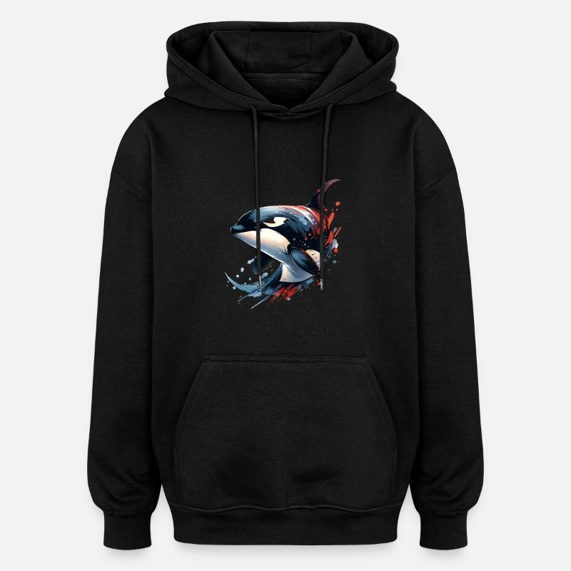 Orque Épaulard - Sweat à capuche oversize unisexe - noir
