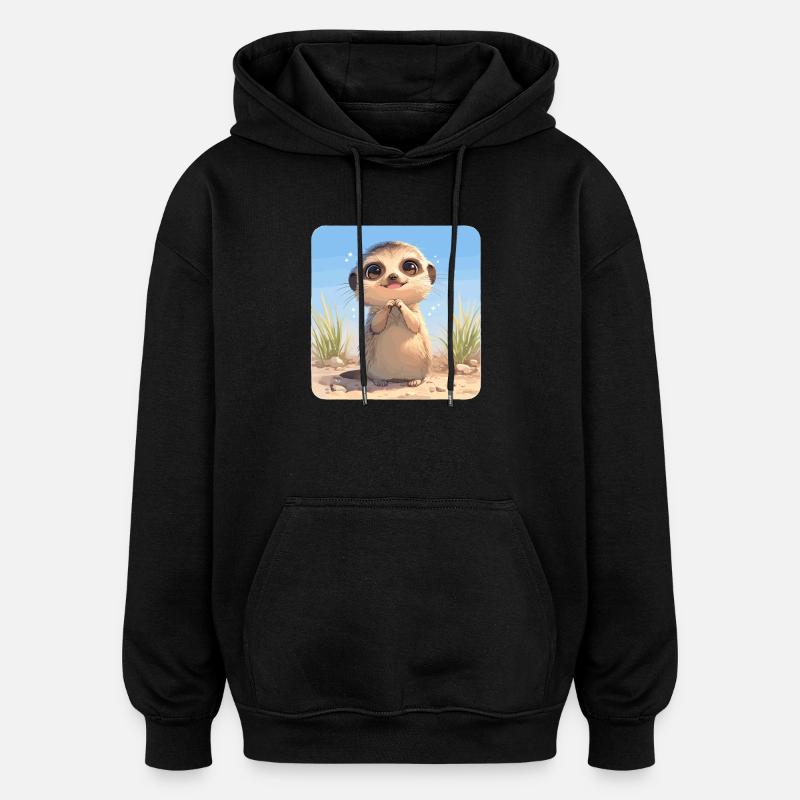 Meerkat Erdmännchen - Sweat à capuche oversize unisexe - noir
