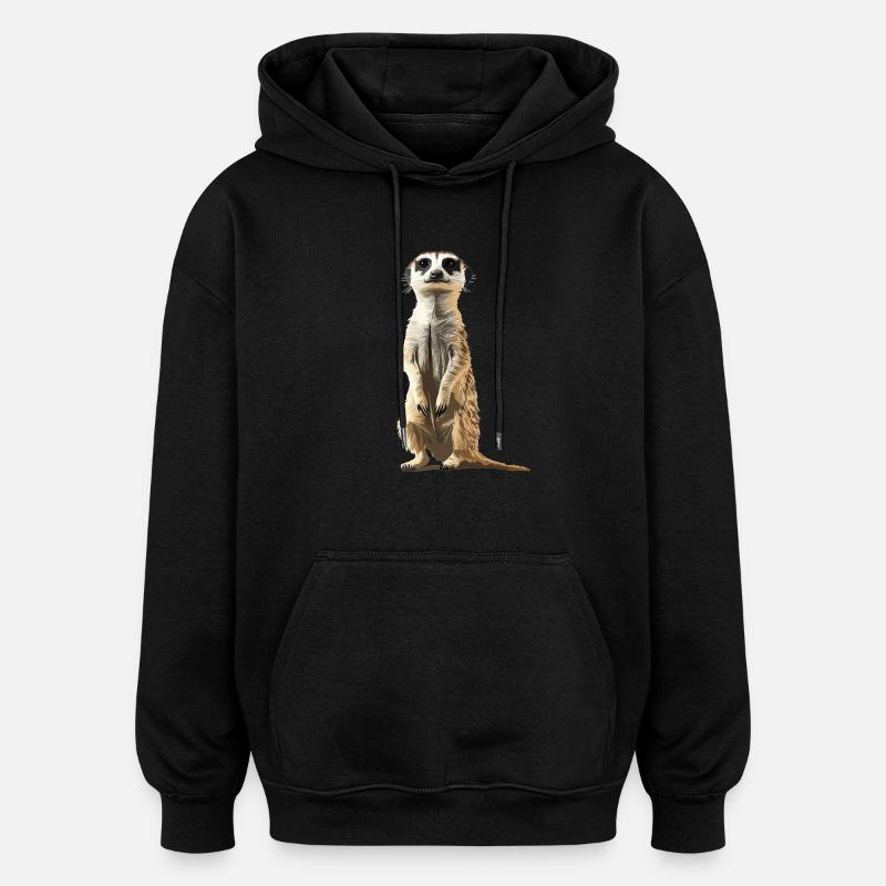 Meerkat Erdmännchen - Sweat à capuche oversize unisexe - noir
