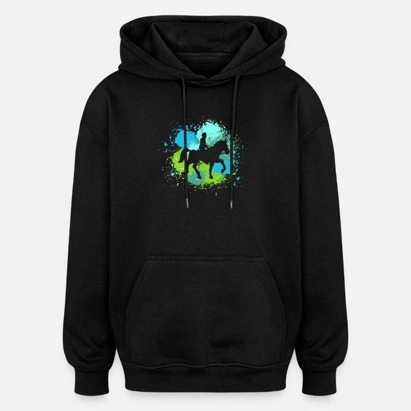 Cheval - Sweat à capuche oversize unisexe - noir